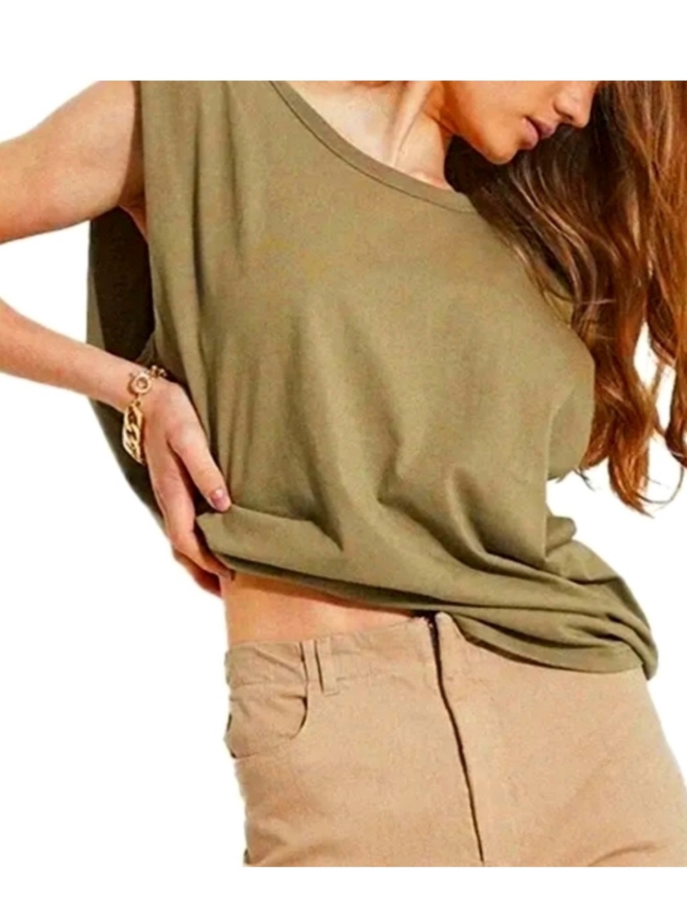 Bardot Olive Green Muscle Tank Size Medium NWT